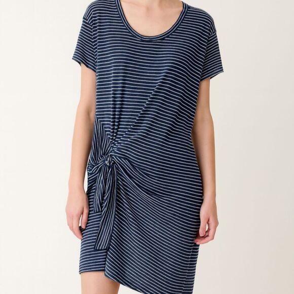 Vince Striped Knot Detail T-Shirt Dress Size Large - Picture 1 of 11